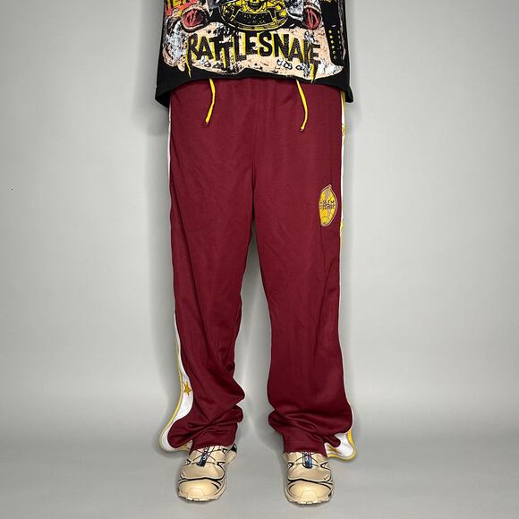Vintage Y2K Fubu Platinum Breakaway Sweatpants Mens L Maroon Red Globe Trotters - Picture 2 of 4